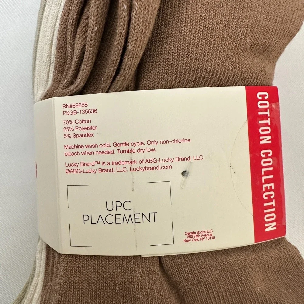 Lucky Brand Women Cotton Collection Quarter Socks 8 Pack Beige Tan Size 4-10